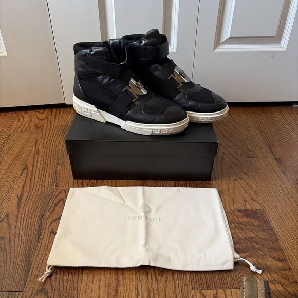 Versace Other - Versace Black Medusa Plaque High Top Sneakers Men's Size 11.5/45 EU